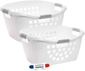 LaundrySpecialist Wasmand 2 stuks met soft grip handvaten – Heupwasmand – 50 liter – Wit - 2x witte wasmand