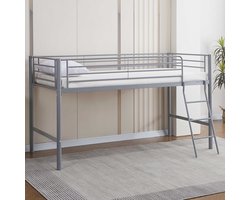 Halfhoogslaper Julie 90x200cm - metaal - mat grijs - Emob Exclusive - Halfhoogslaper - Grijs - Metaal Eenpersoons Halfhoogslaper
