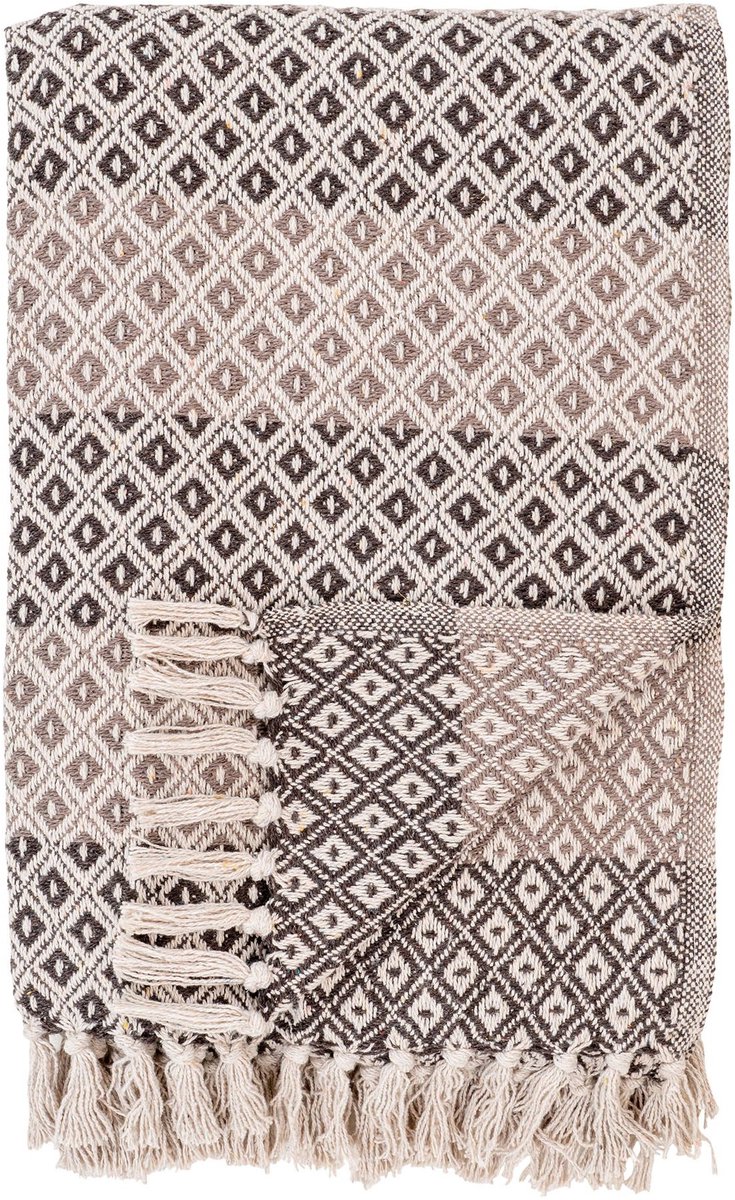 House Nordic Alanya Plaid - Deken - Grand foulard - Bruin / Beige / Wit - 130 x 180 cm - Katoen Beige,Bruin,Wit