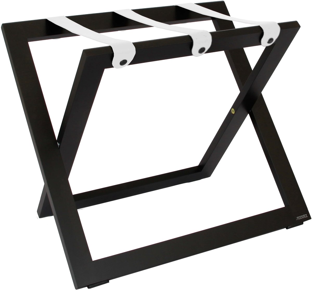 Kofferrek Roootz Compact | Zwart beukenhout met Wit Leren banden | Inklapbaar | Compact