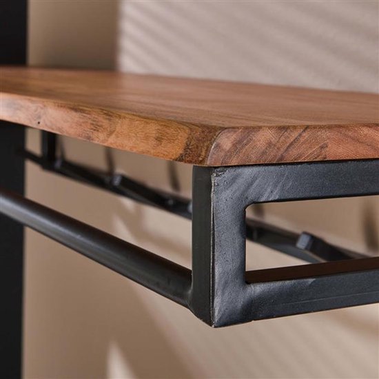 Luxe Kapstok Hangend 6 Haken - Wandkapstok Muur - Kapstokhaak 6x - Kapstokken Industrieel Staand - Wandkapstok met Hoedenplank Hout & Zwart Metaal Landelijk - Wandkapstok met Plank (100 cm x 35 cm x 17 cm) — afbeelding 3