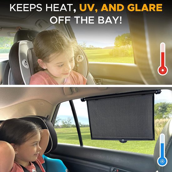 Zonnescherm auto baby-2 auto zonneschermen-2 verstelbare zonneschermen met zuignappen-Geschikt voor kinderen voor UV-bescherming en zonneglans van Merkloos — afbeelding 4