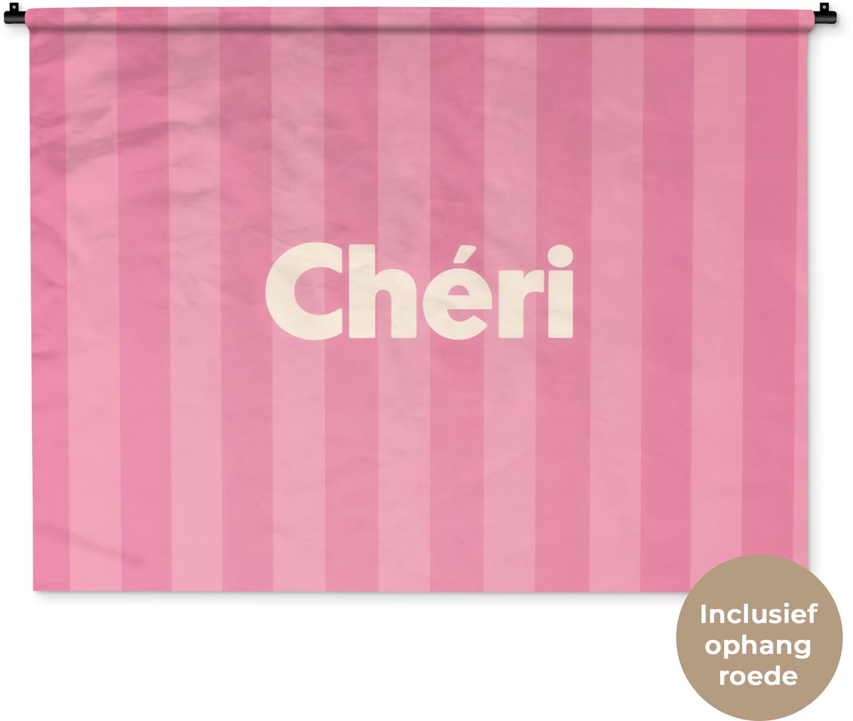 Wandkleed 120x90 cm - Wanddoek Gestreept - Roze - Chéri - Wandtapijt - Wandkleden