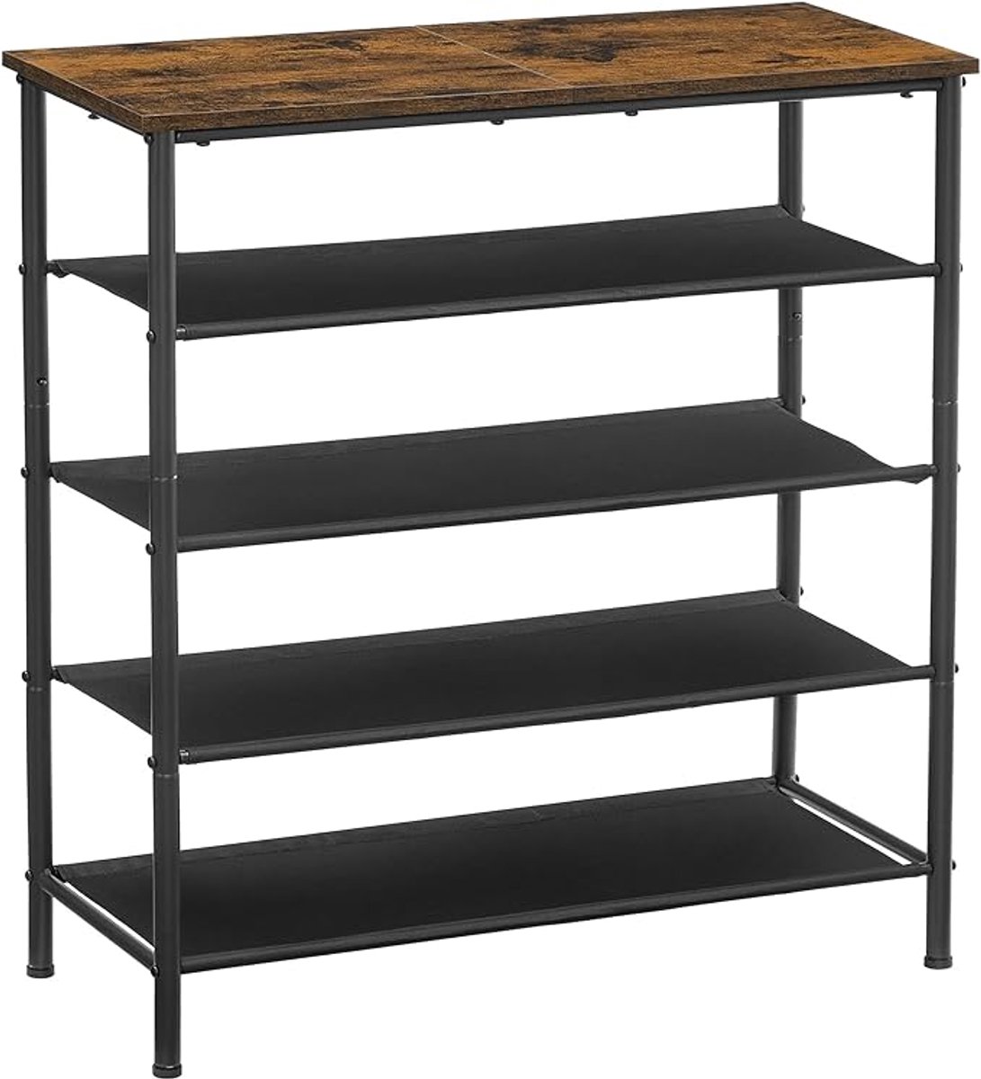MAZAZU - Schoenenrek - Opslagrek - 4 Planken - Zwart en Bruin - 30x75x91