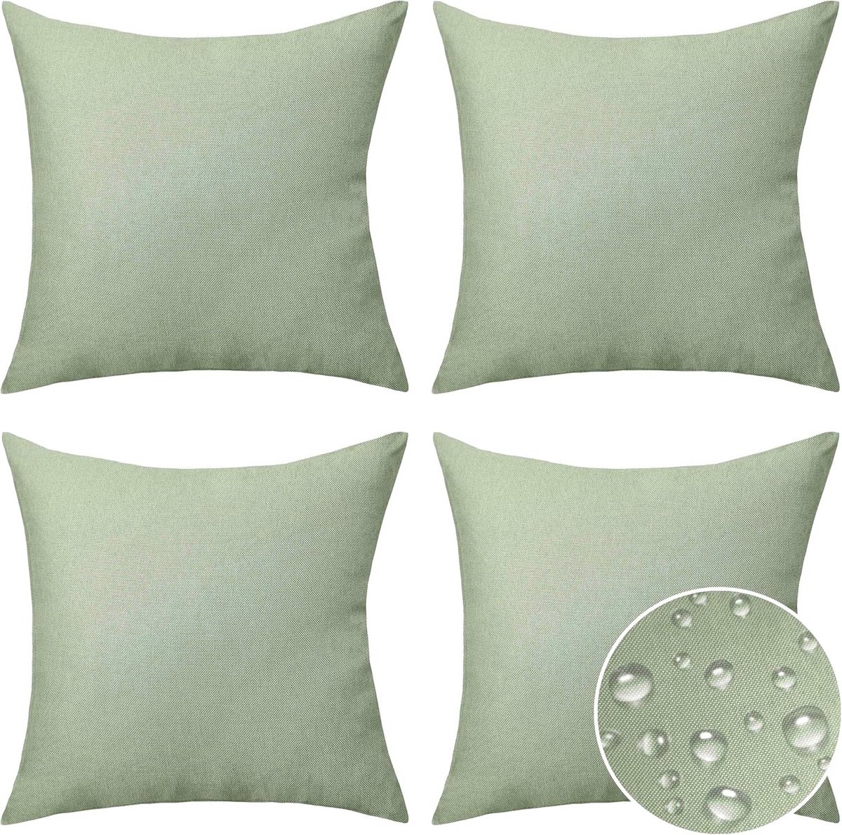 Waterdichte Kussenhoezen voor Tuinmeubelen - Set van 4 Sage Green 45x45 cm