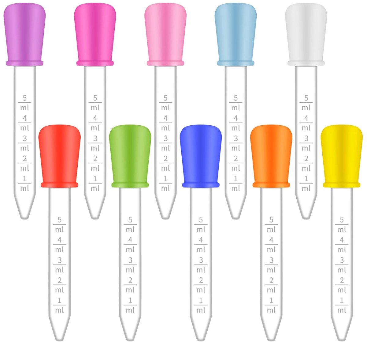 Transparante kunststof pipetten - 10 stuks 5 ml druppelaar met schaal voor knutselwerk en voederdispenser