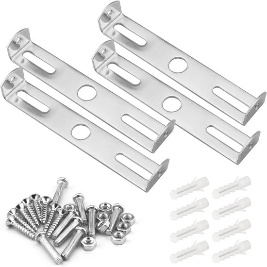 4 stuks – Plafondplaat – Beugel – Verlichtingsbeugel – Plafondbeugel – Hanglampbeugel – Voor wand of plafond – Lampbevestigingsbeugel – Met schroeven – Zilver