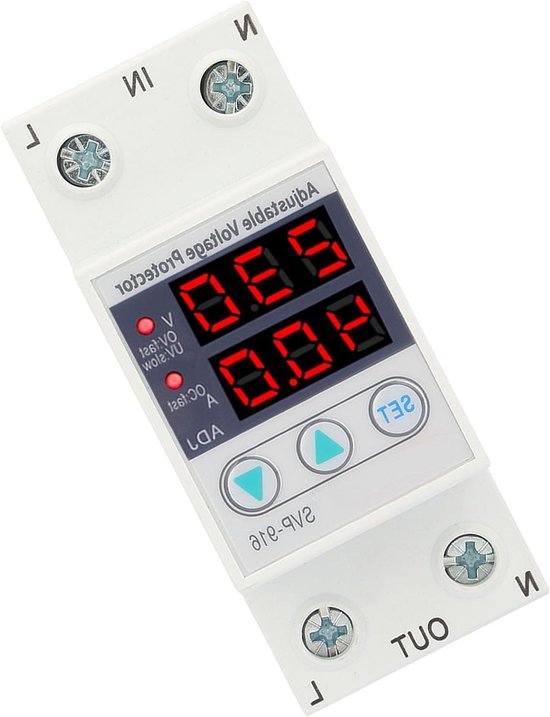 3-fase instelbare over- en onderspanningsbeveiliging Voltmeter Ampèremeter