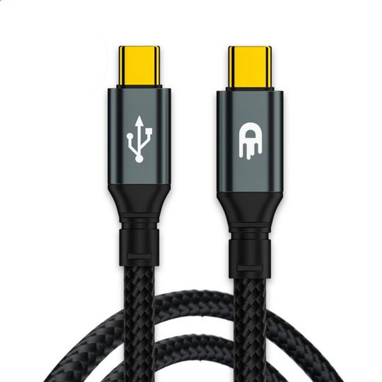 Drivv USB C naar USB C Kabel 3.2 - 100W Snellader - 4K 60Hz - 20Gbps - 2 Meter - Geschikt voor Samsung, Macbook, iPhone 15 & Meer - Nylon - Grijs