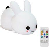 Kinder Nachtlampje | Konijn | Timer | Veilig voor Kinderen | Nachtlampje Baby | Zacht Siliconen | Dimbaar | Afstandsbediening | Draadloos | Babykamer Verlichting | USB Oplaadbaar | LED | Slaaphulp Kind | Bedlampje | Kindvriendelijk | Dier | Duurzaam