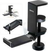 BOTC Koptelefoon Houder - Headset Stand - 360 Rotatie - Koptelefoon Haak - Hoofdtelefoon Hanger - Aluminium - Zwart