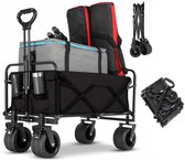 Bol.com Opvouwbaar Bolderkar XL- met grote wielen & twee remmen- Afneembare wielen - Tot 200kg Draagvermogen - Camping Bolderwag... aanbieding