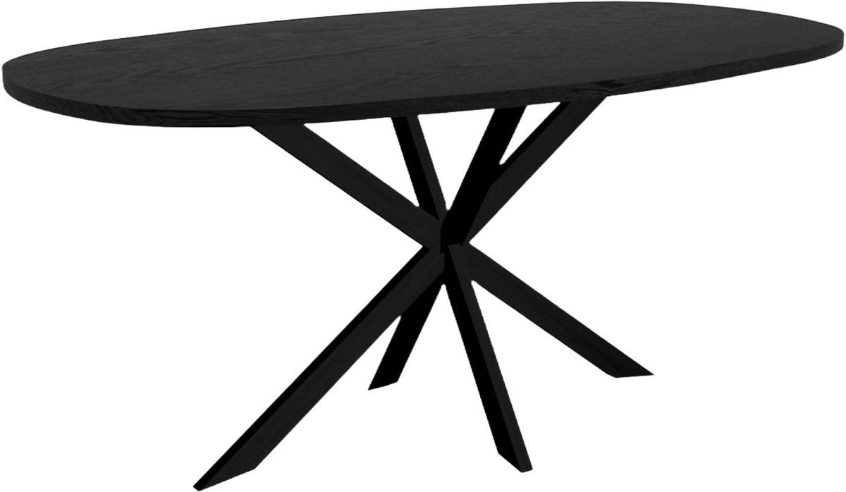 Lizzely Garden & Living Eettafel Deens ovaal 180cm zwart Hero ovale eetkamer tafel