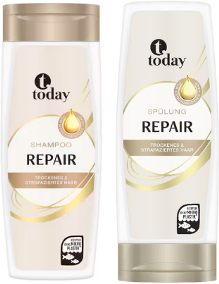 Today Repair Shampoo + Conditioner | 2x 300 ml Combi-verpakking - Met Provitamine B5 | Intensief Verzorgend - Voor droog & beschadigd haar