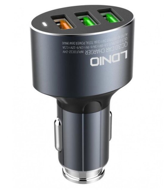 C703Q Universeel Autolader 30W voor Sigarettenaansteker met 3 poorten en USB C kabel | Carcharger Car charger | Fastcharger Fastcharging Snellader Quickcahrge | Geschikt voor: Geschikt voor iPhone 16/15 / Samsung Galaxy