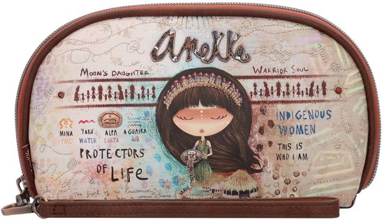 Anekke - Portemonnee voor dames, middelgroot, RFID-bescherming, portemonnee van kunstleer met ritssluiting, accessoires voor dames, 15 x 10 x 4 cm, Meerkleurig