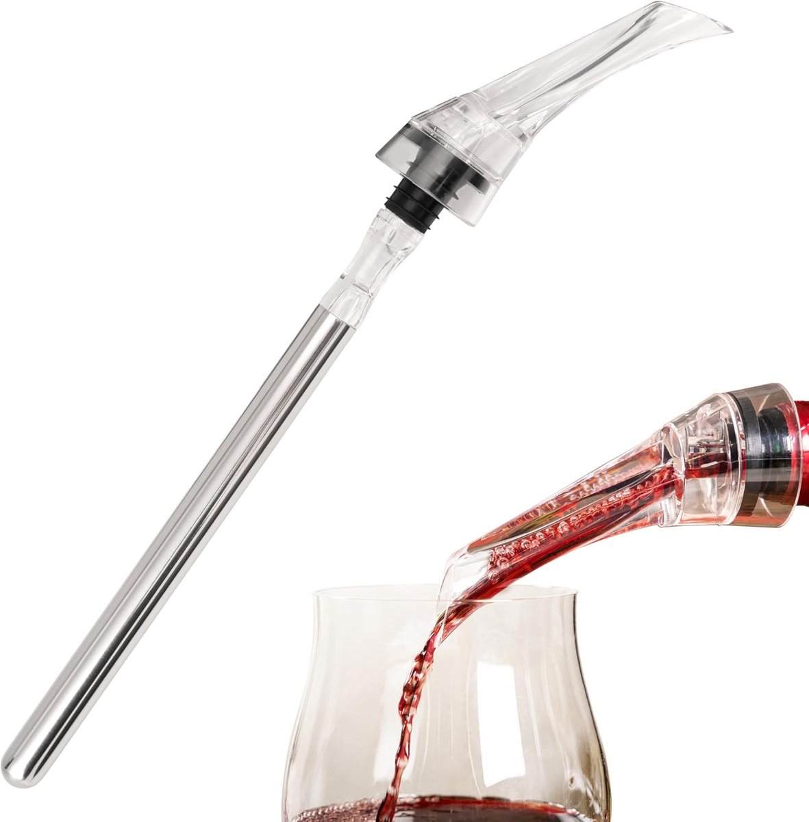 Elegante wijnschenktuit met roestvrijstalen koelstaaf en decanteerfunctie