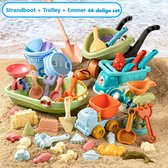 Strandspeelgoedset, 46 zandbak strandspeelgoed, strandspeelset voor kinderen met netzak, waterrad, hark strandkasteel, zandvormspeelgoed voor kinderen binnen of buiten
