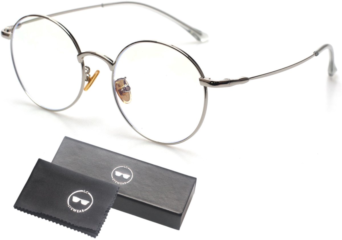 LC Eyewear Computerbril - Blauw Licht Bril Zonder Sterkte- Blue Light Glasses - Beeldschermbril - Metaal - Unisex - Zilver