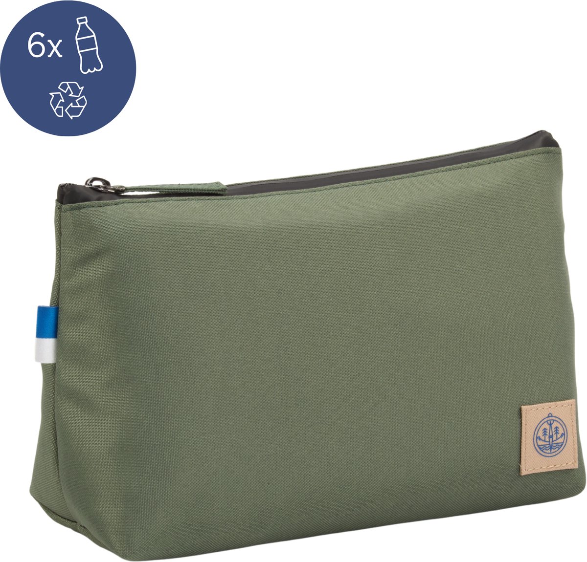 Toilettas Heren & Dames Olive – Waterdicht Make-up Tasje – Duurzaam Reisetui – Gemaakt van 6 Gerecyclede Flessen – The BlueWave Collective