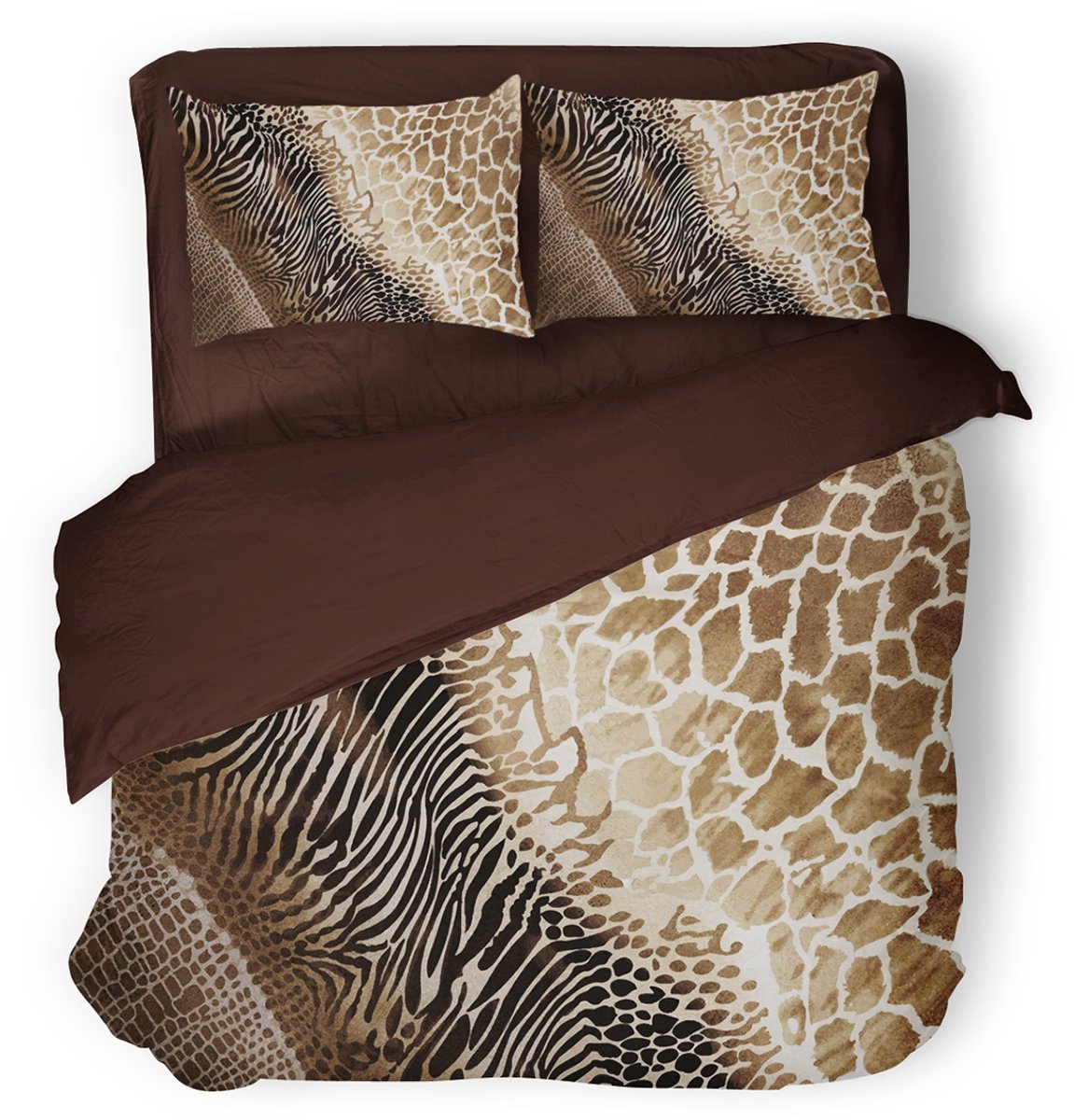 Eleganzzz Dekbedovertrek Wilderness Chic - Brown - Dekbedovertrek 200x200/220cm - Micropercal -Tweepersoons - Dekbedovertrekken