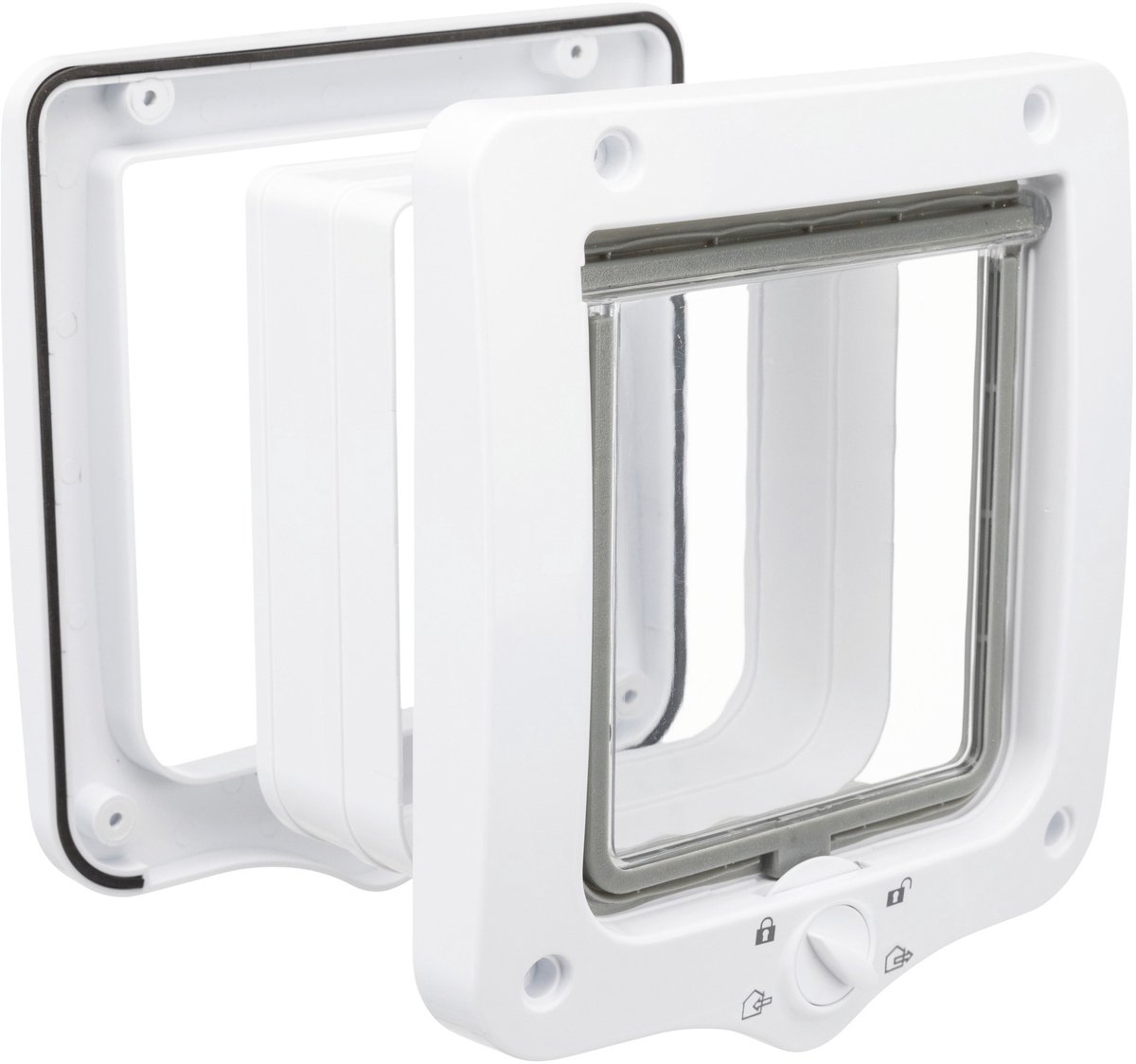 Trixie 4-weg Kattenluik met Tunnel wit Kat