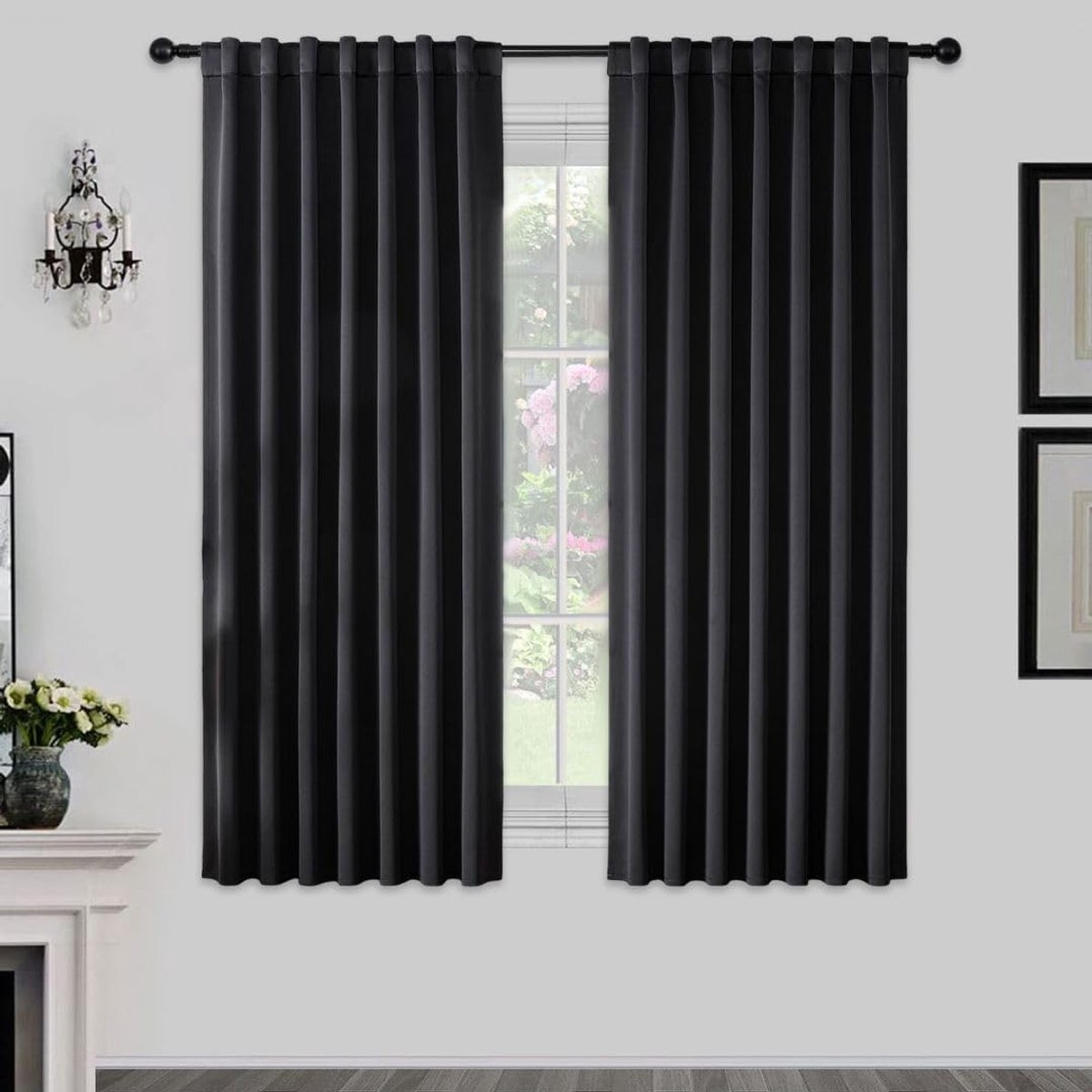 Ibenzoa Stijlvolle en Functionele Verduisteringsgordijnen voor Slaapkamer en Woonkamer, Set van 2, Zwart, 183 x 117 cm