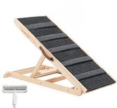 Groomzo Verstelbare Hondentrap Hondenloopplank - 6 Hoogtes, 5 Antislip Treden - Voor alle honden tot 90KG - Auto/Bed/Bank - 30-66 cm - Inklapbaar - Hoogwaardig Hout - 102x41 cm