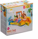 Doos van Intex 'Wet Set Collection' opblaasbaar dinosaurus zwembad met glijbaan en sproeier