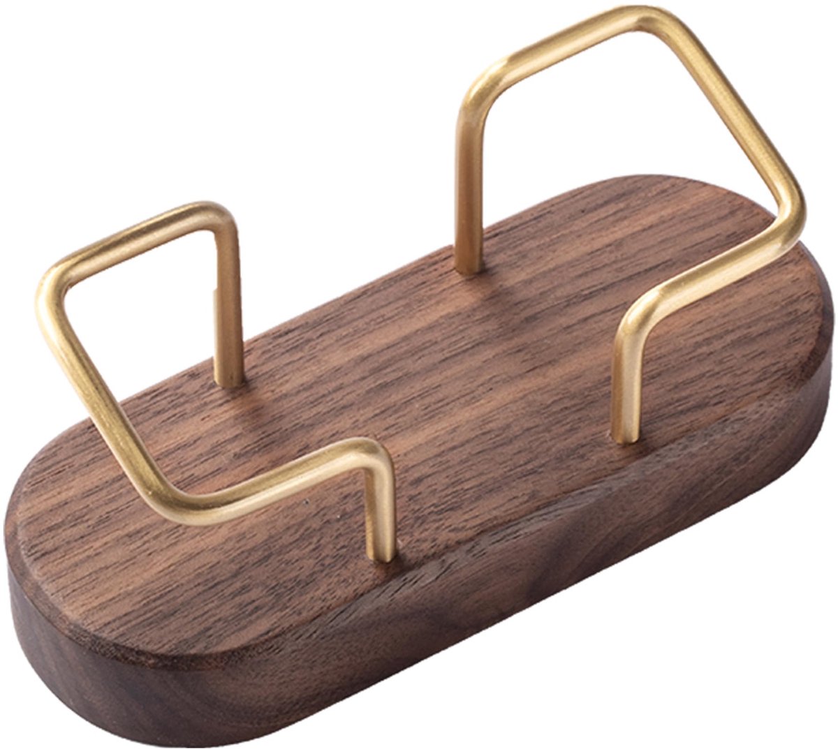 Ibenzoa® Stijlvolle Houten Visitekaarthouder met Messing Accenten voor Kantoor en Beursstand