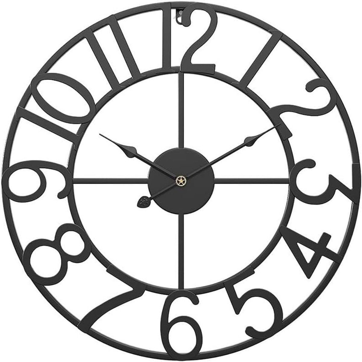 Wandklok met open gezicht met leisteeneffect, buitenwandklok, voor woonkamer, woondecoratie, waterdichte grote tuinklok, decoratieve ornamentklok (E)