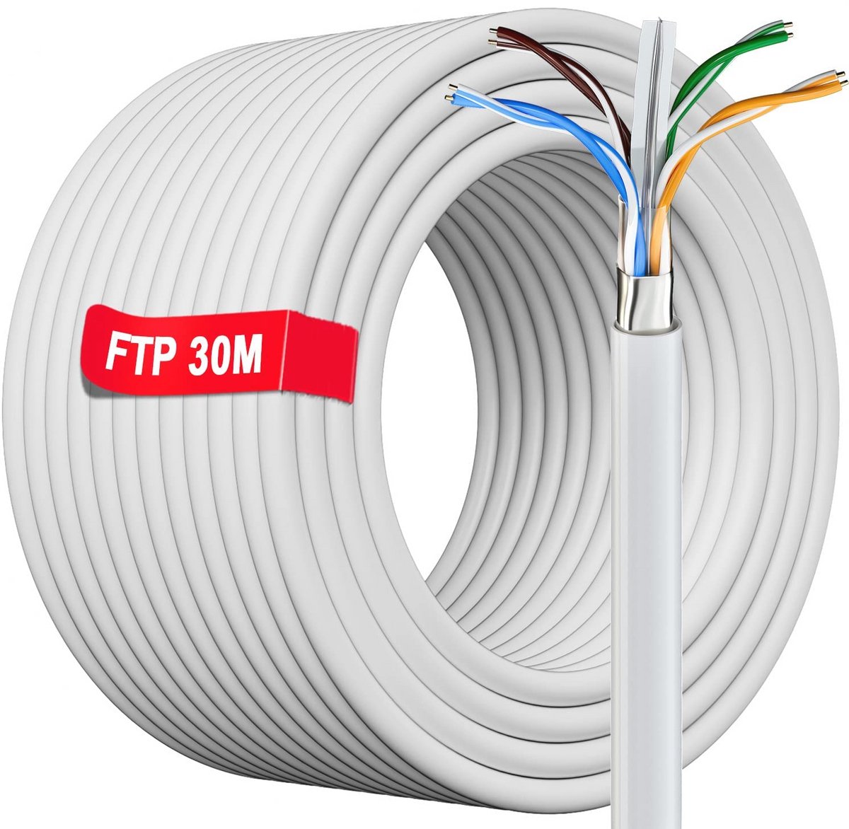 Image of 30 Meter Ethernet Kabel - Snelle Gigabit Internetverbinding voor Thuis en Kantoor