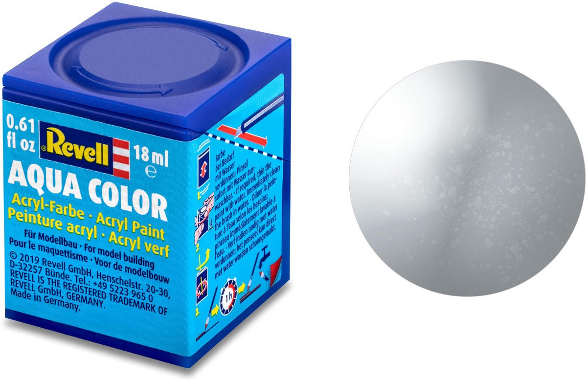 Revell Hobbyverf Acrylverf - Aqua #90 Silver - Metallic - Acryl - Verf potje - 18 ml