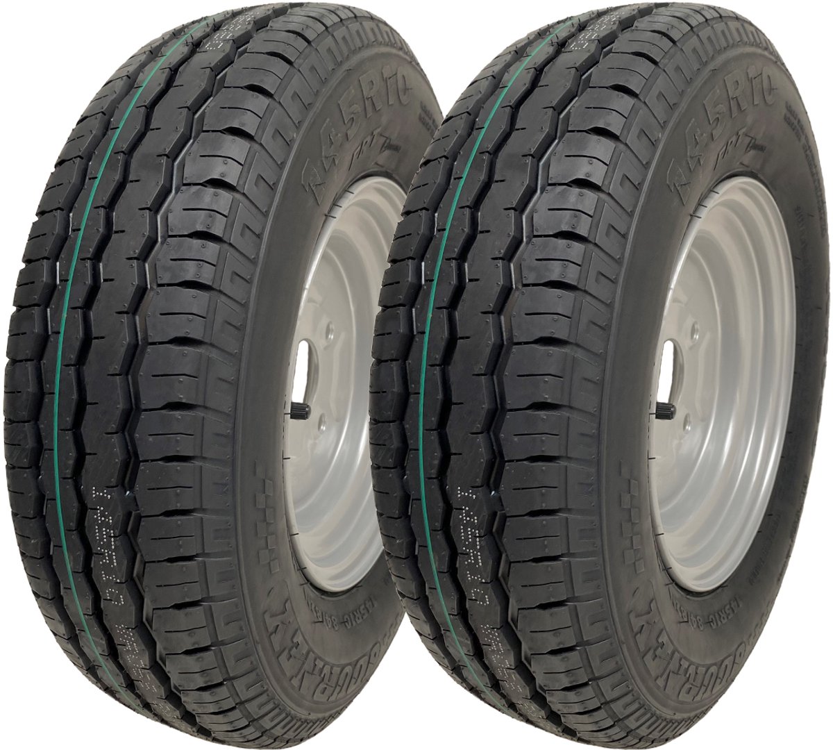 145R10 Aanhangwagenbanden & velgen 4x100 mm PCD 84/82N Draagvermogen 500 kg (set van 2)