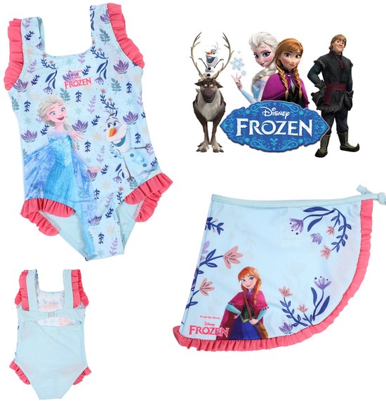 Disney Frozen Zwemset - Badpak + Sarong - Elsa en Olaf - Maat 122/128