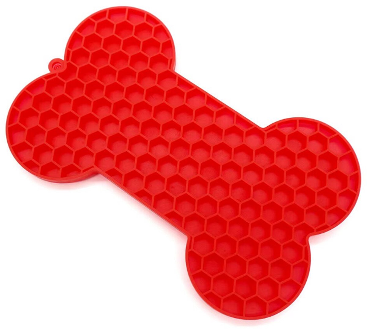 Rieba® Likmat Honden & Katten – 18x11.3cm - Hondenlikmat - Slowfeeder Hond – Anti Schrok Voermat – Silicone Zuignappen – Bot - Rood