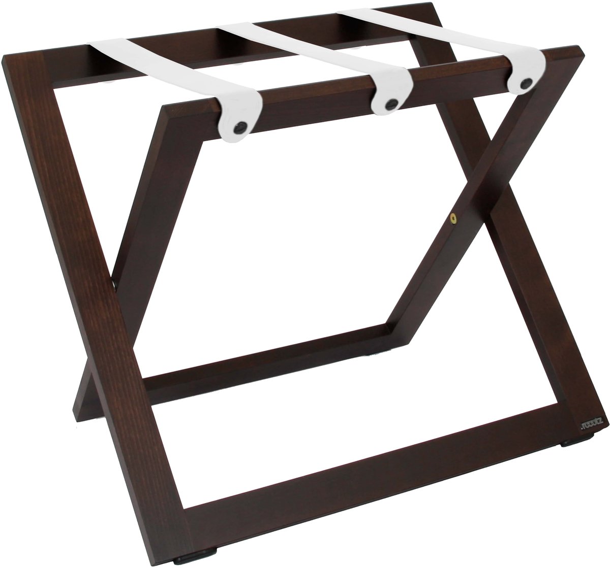 Kofferrek Roootz Compact | Walnoot kleur beukenhout met Wit Leren banden | Inklapbaar | Compact