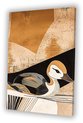 Vogel, Art Deco, Eend, Bruin, zwart, wit, goud, beige