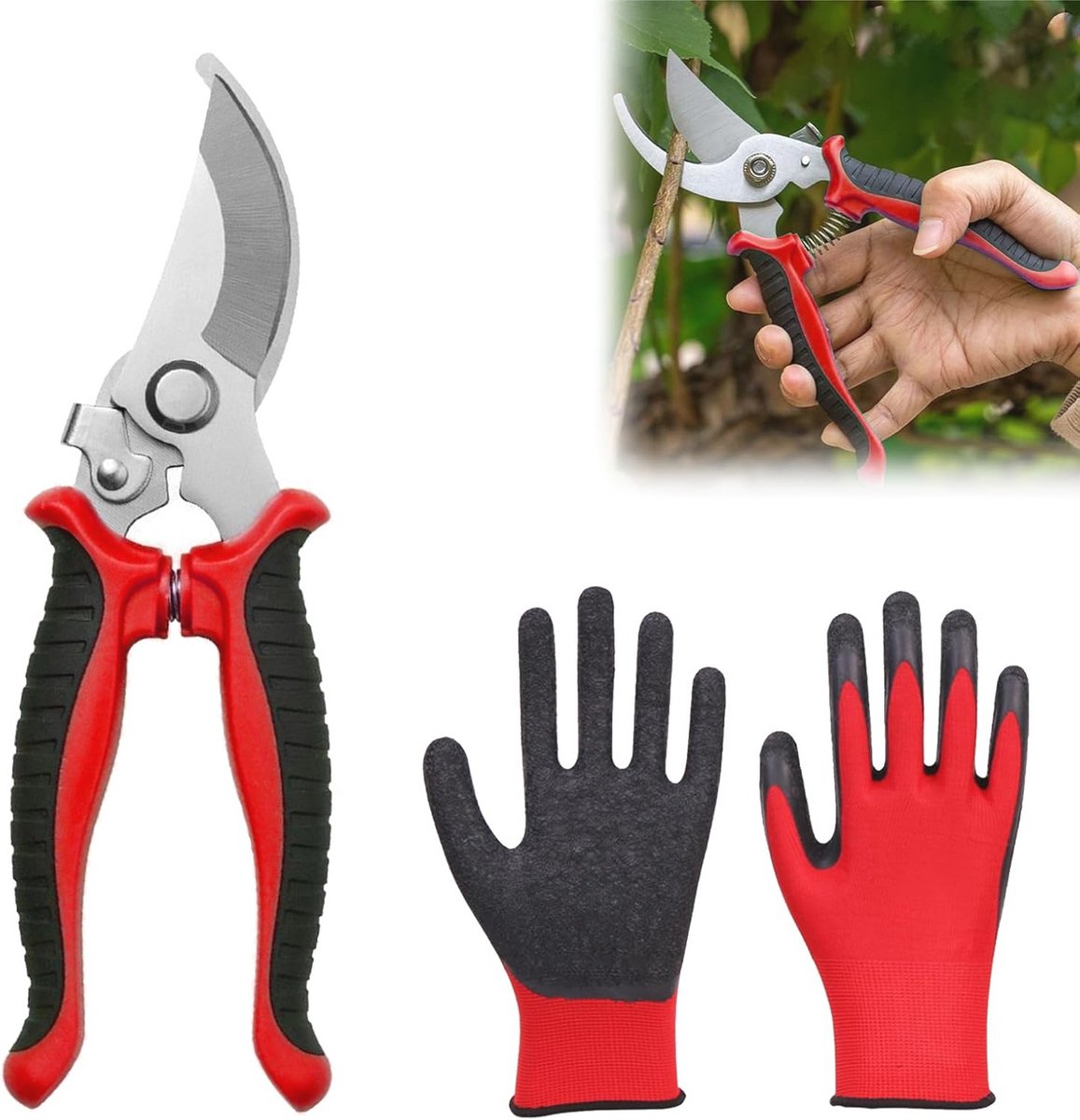 Ergonomische Snoeischaar voor Tuin en Planten - Roestvrij Staal, Antislip Handvat, Voor Bloemen en Groenten