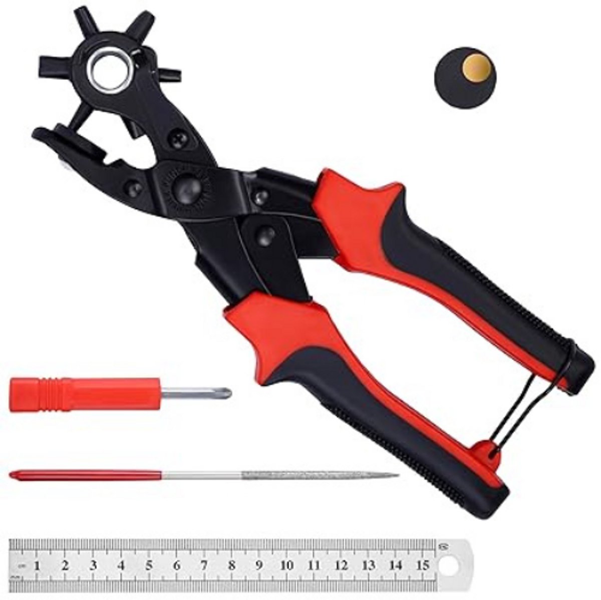 Gaatjestang - Nauwkeurig en Krachtig - Voor Leer, Stof en Papier - Meerdere Gaatjesmaten - Ergonomisch en Duurzaam Design - Ideaal voor Hobby, Kleding en DIY Projecten
