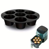 Siliconen Muffin bakvormen voor Airfryer & Oven – 7 Cups Non-stick Bakvormpjes – Herbruikbaar, BPA-vrij – Geschikt voor Airfryer, Oven, Magnetron & Vriezer – Bakaccessoire voor Muffins, Cupcakes, Snacks & Meer - Alternatief voor Bakpapier – Zwart