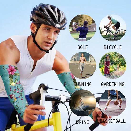 UV-beschermende Armmouwen Met Duimgat – SPF50+, Koelend, Zwart, 1 Paar, Voor Sport En Buitenactiviteiten