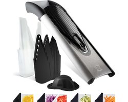 Börner Mandoline V6 Starter | 5-delige set | 5 snijdiktes | Geschikt als Frietsnijder | BPA-vrij en Roestvrij |Exclusive Line | Zwart