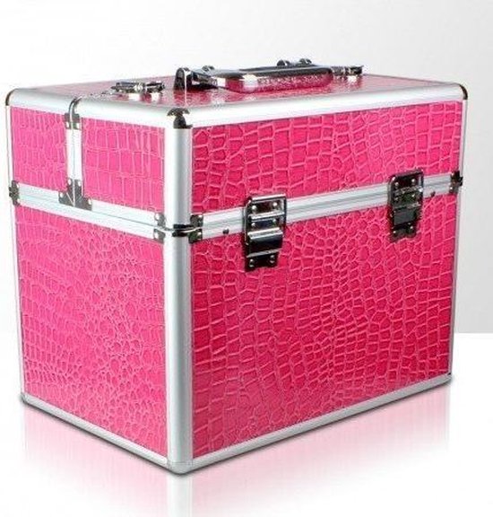 op gang brengen eigenaar peper Nagel koffer, make-up koffer, cosmetica koffer, Beautycase Roze croco |  bol.com