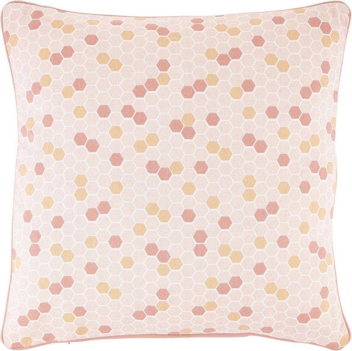 Dutch Decor HULDA - Sierkussen 45x45 cm - perzik / roze - patroon honingraat - pasteltint - Inclusief binnenkussen