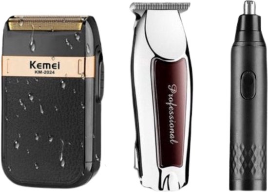 Professionele Tondeuse + Kemei 2024 Shaver Scheerapparaat + ( Kemei Een Neustrimmer ) Draadloze Tondeuse - Tondeuse Mannen - Tondeuse hoofdhaar - Haartrimmer - Tondeuses - Trimmer Mannen - Complete Set