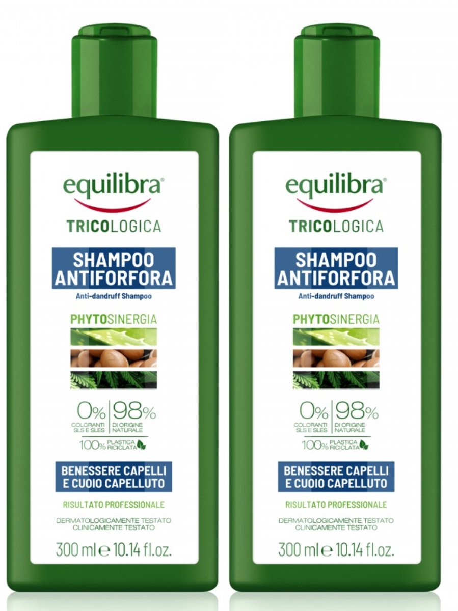 Equilibra Tricologica Anti Roos Shampoo - Anti roos shampoo mannen - Shampoo zonder parabenen siliconen sles sls en kleurstoffen - 2 x 300ml