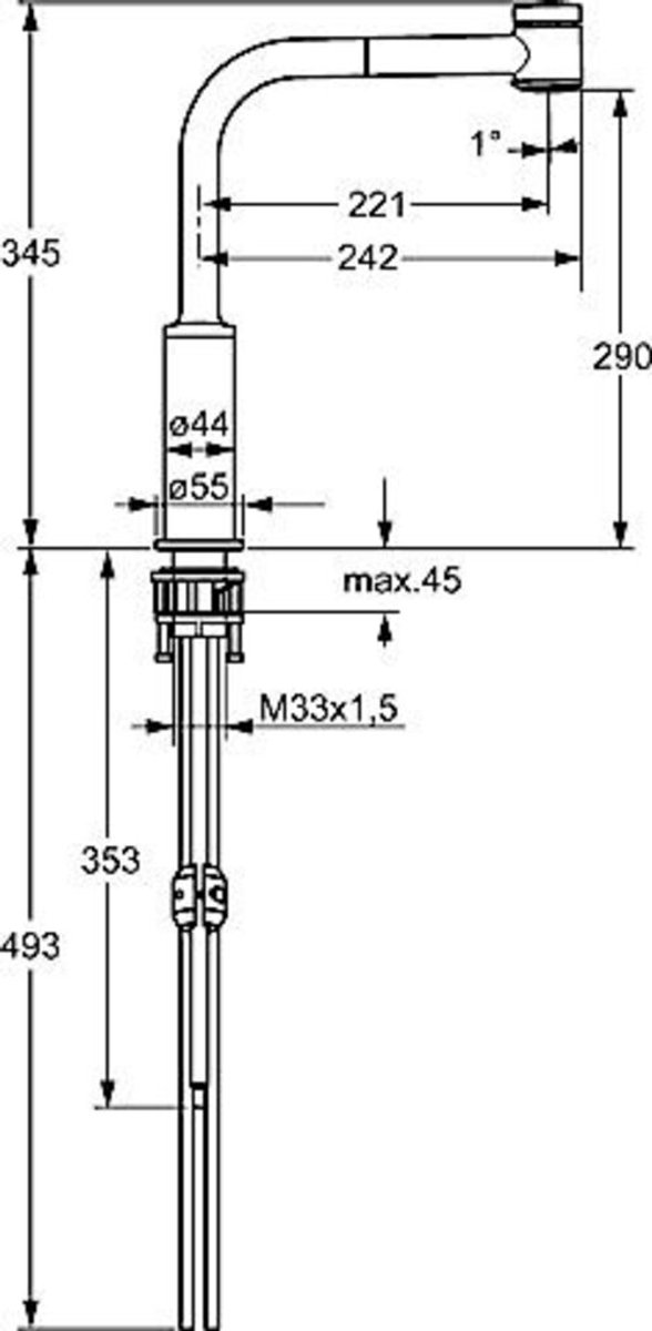 Hansa Ronda - Keukenkraan met uittrekbare uitloop, voor drukloze boilers, chroom 55231103