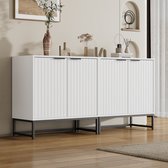 Buffet moderne à 2 portes sous vide - meuble de rangement sur pied avec poignées et pieds en métal - 160x40x80 cm