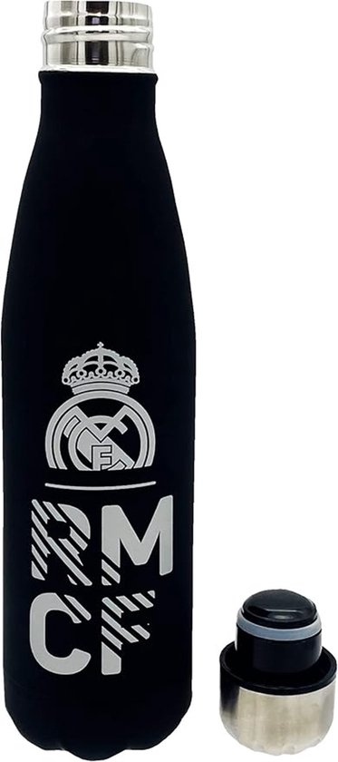 Real Madrid - Drinkfles - Van Roestvrij Staal - Met Dubbele Wand - 500ml -Zwart